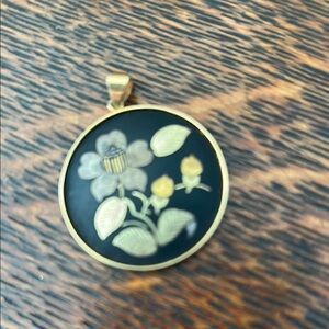 Floral Pendant with Gold Accents